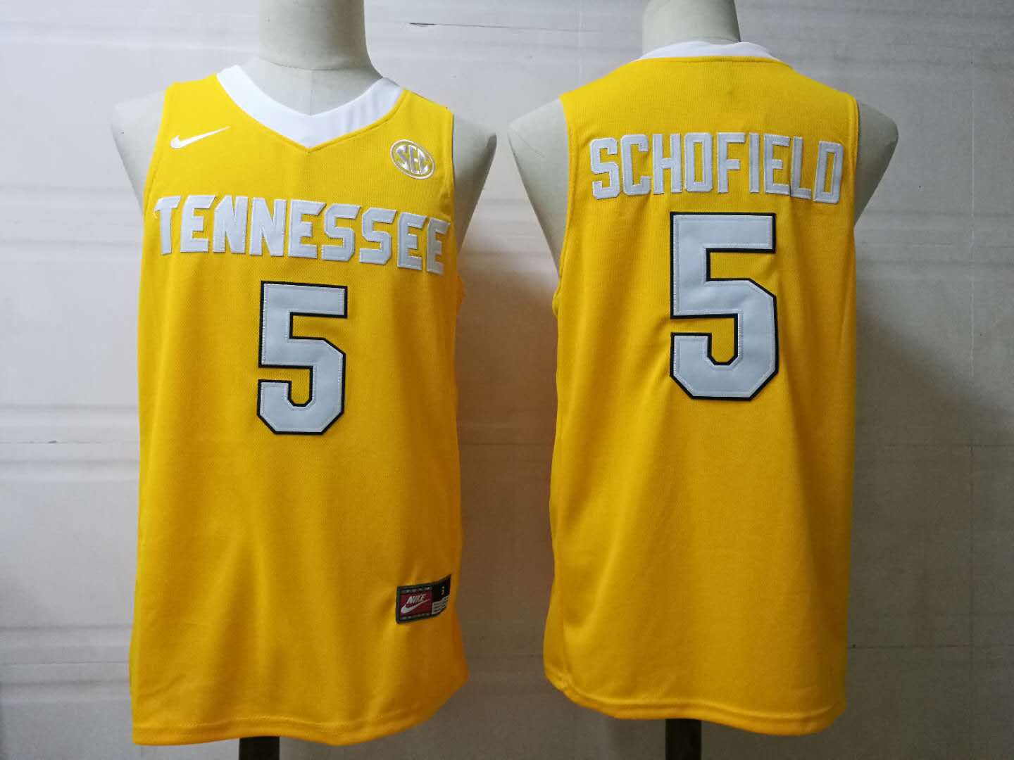 Men Tennessee Volunteers #5 Schofield Yellow Nike 2025 NCAA Jersey